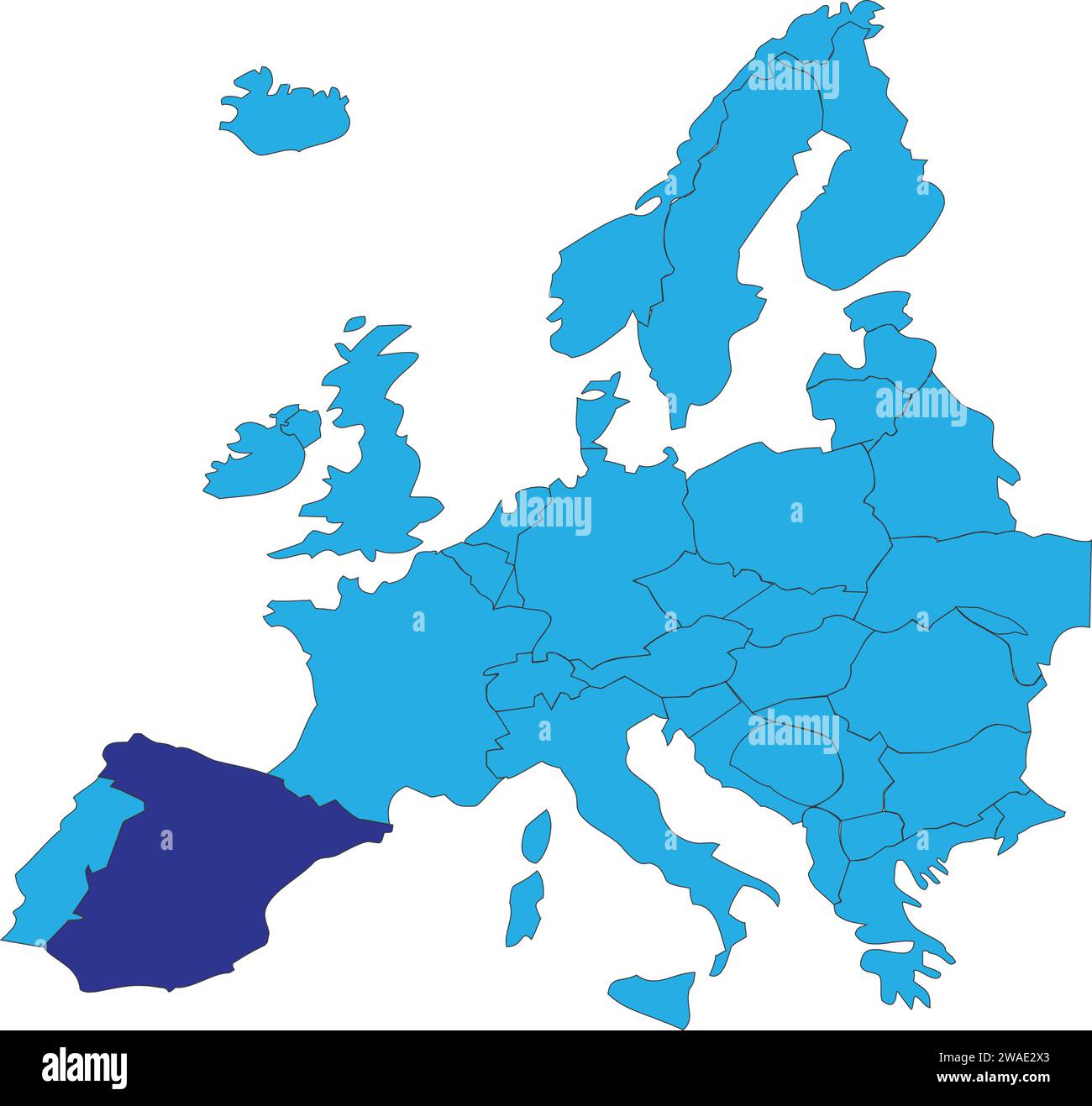 Mappa delle località del REGNO DI SPAGNA, EUROPA Illustrazione Vettoriale