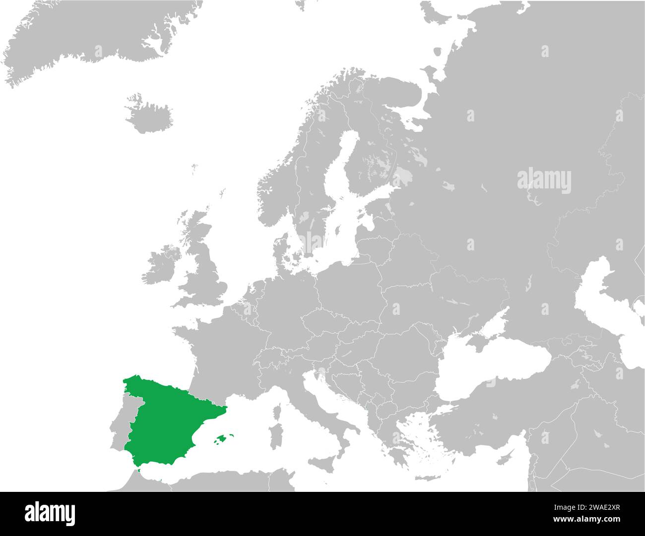 Mappa delle località del REGNO DI SPAGNA, EUROPA Illustrazione Vettoriale