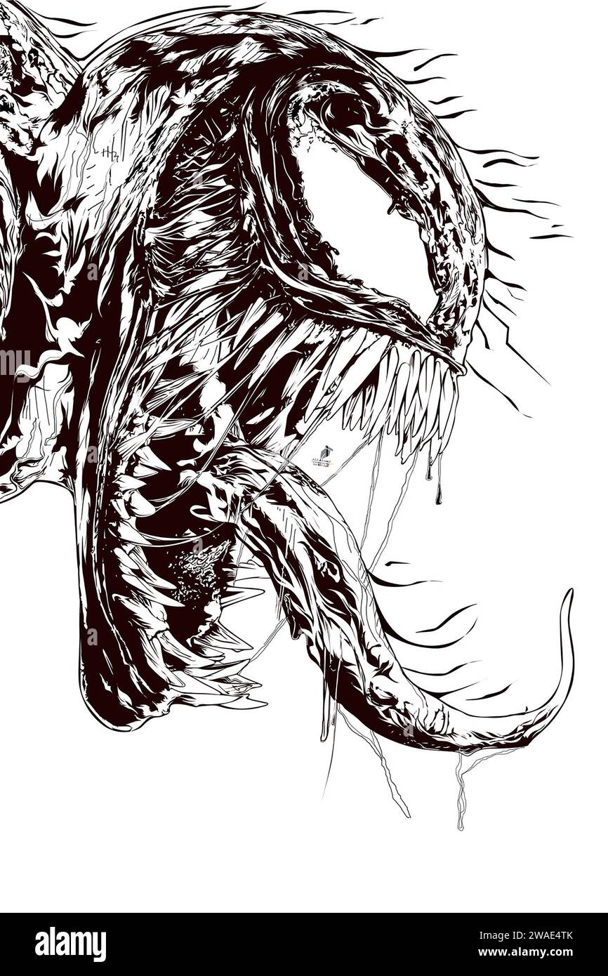 Immagine verticale del carattere Venom su sfondo bianco Foto Stock