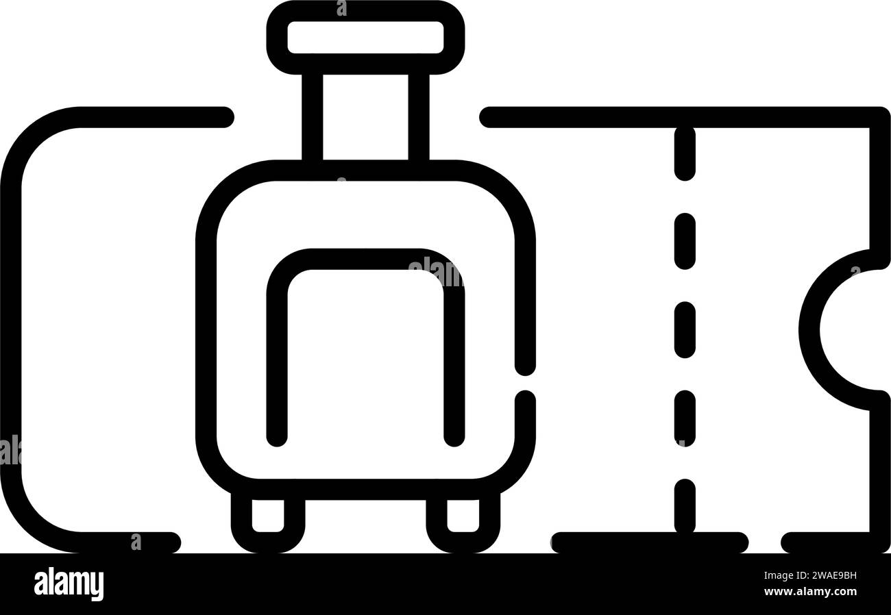 Biglietto aereo con bagaglio per il check-in. Pixel Perfect, tratto modificabile Illustrazione Vettoriale