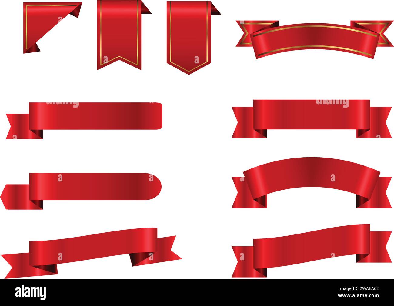 Set di nastri rossi. Collezione di nastri per il tuo design. Illustrazione vettoriale Illustrazione Vettoriale