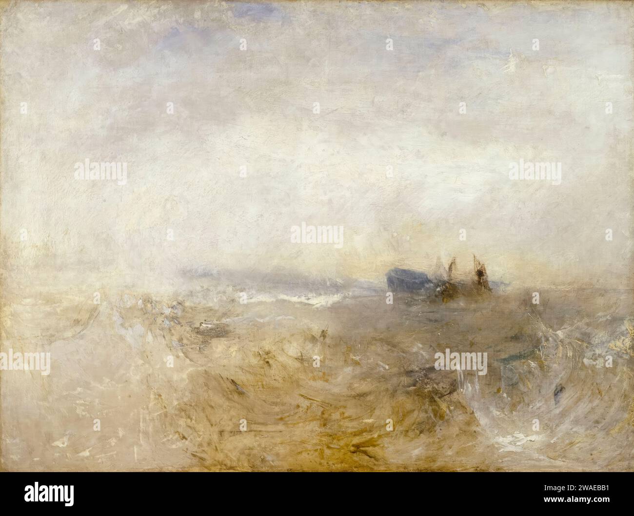JMW Turner, Un relitto, con barche da pesca, dipinto ad olio su tela, 1840-1845 Foto Stock