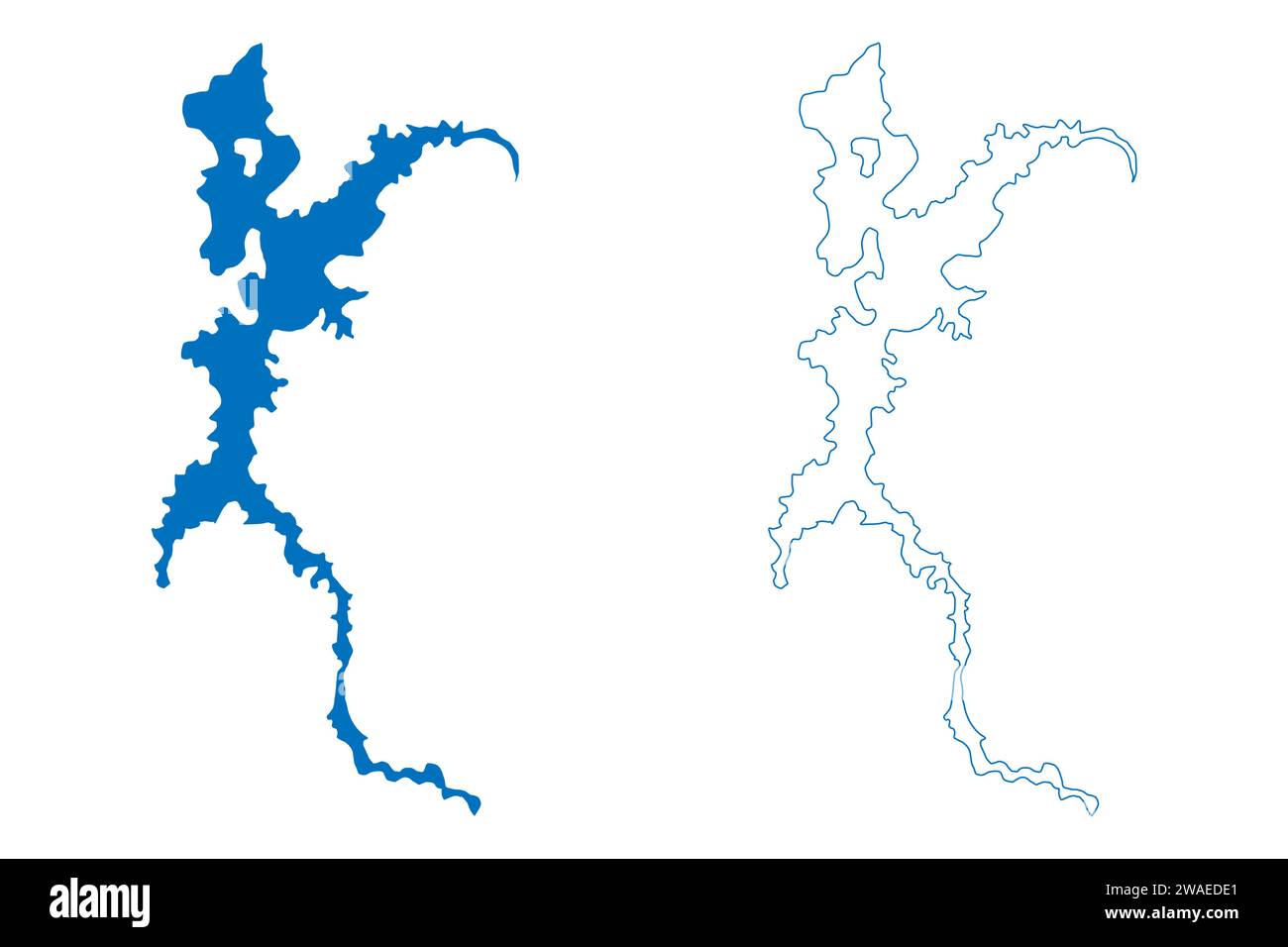 Grand Ethiopian Renaissance Dam (GERD o TaIHiGe, Repubblica Federale Democratica d'Etiopia) illustrazione vettoriale di mappe, schizzo di scarabeo Reservoir Millenni Illustrazione Vettoriale