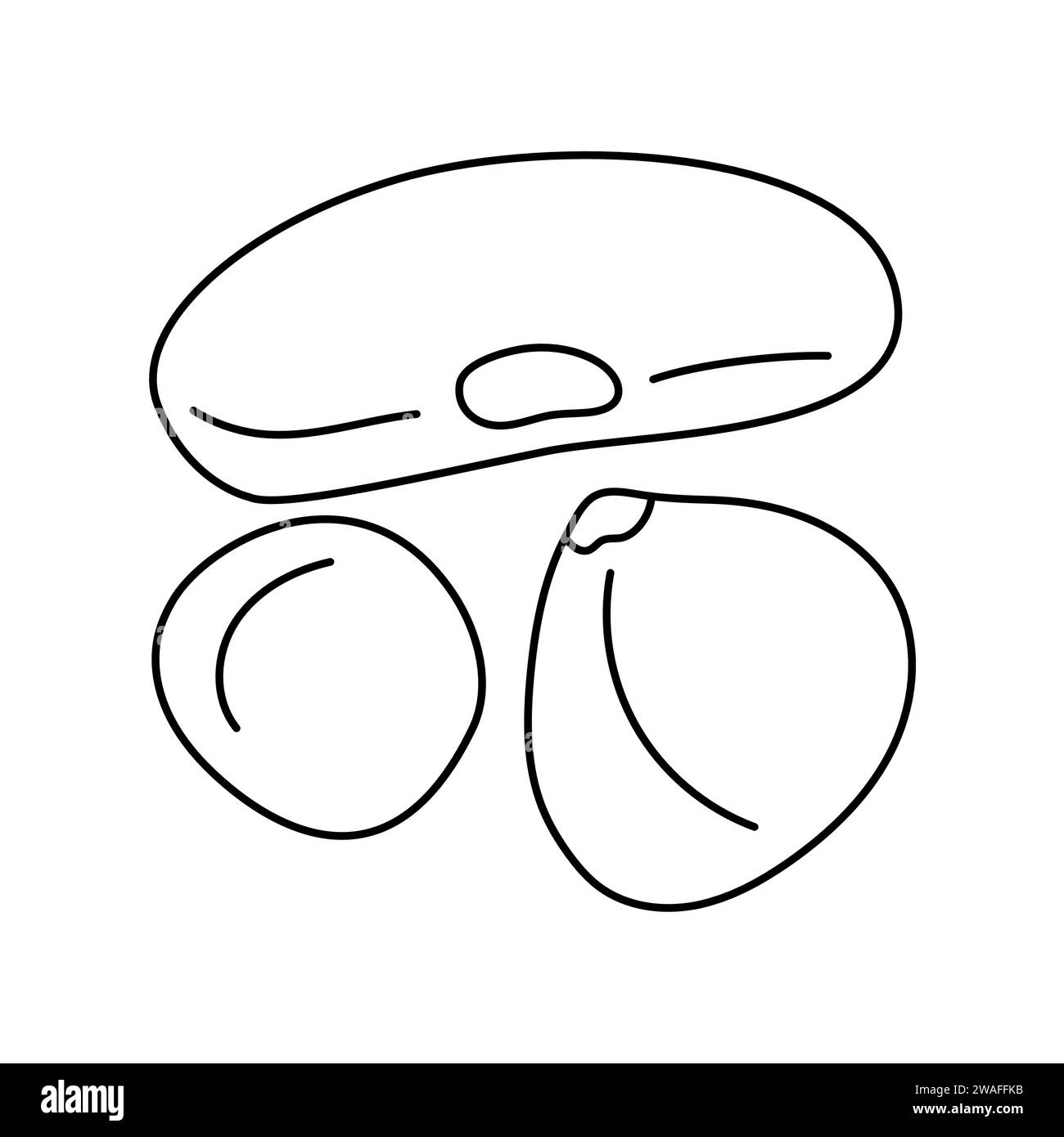 Mix di fagioli disegnati a mano: Fagioli, ceci, elemento di colore piselli. Cartone animato cibo non trasformato. Illustrazione vettoriale isolata. Illustrazione Vettoriale