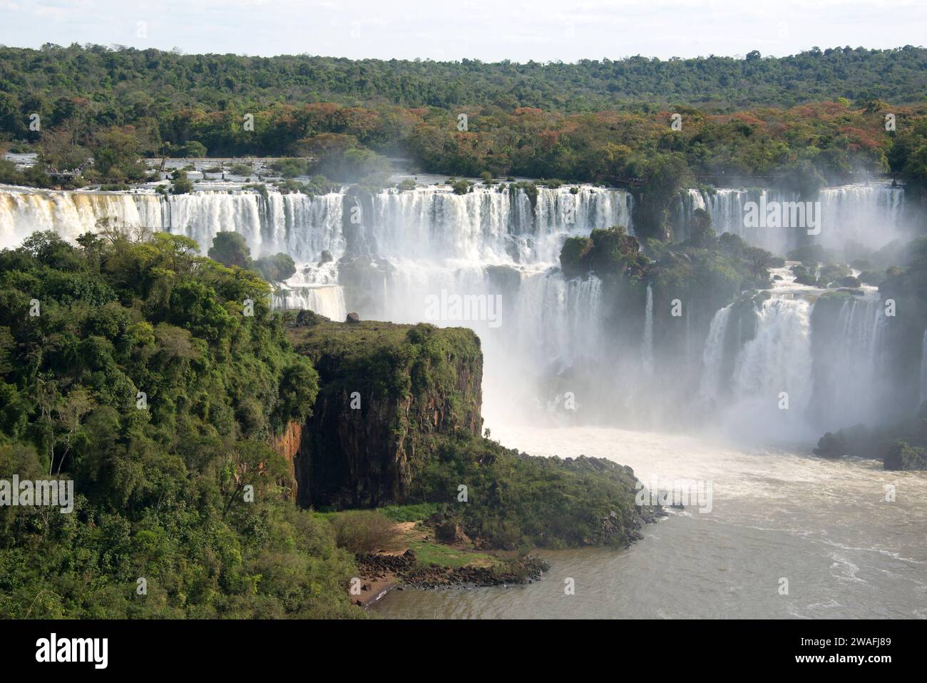 Cascate Iguazu Parco Nazionale Patrimonio Mondiale dell'UNESCO, lato Brasile. Foto Stock