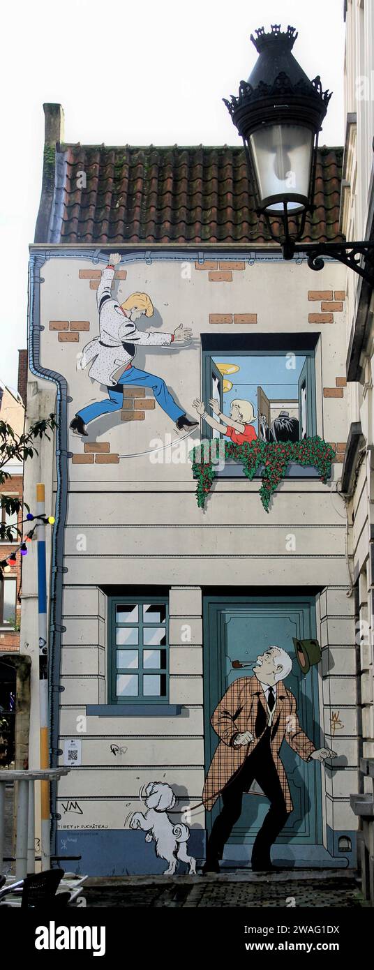 Arte di strada a Bruxelles, in Belgio Foto Stock