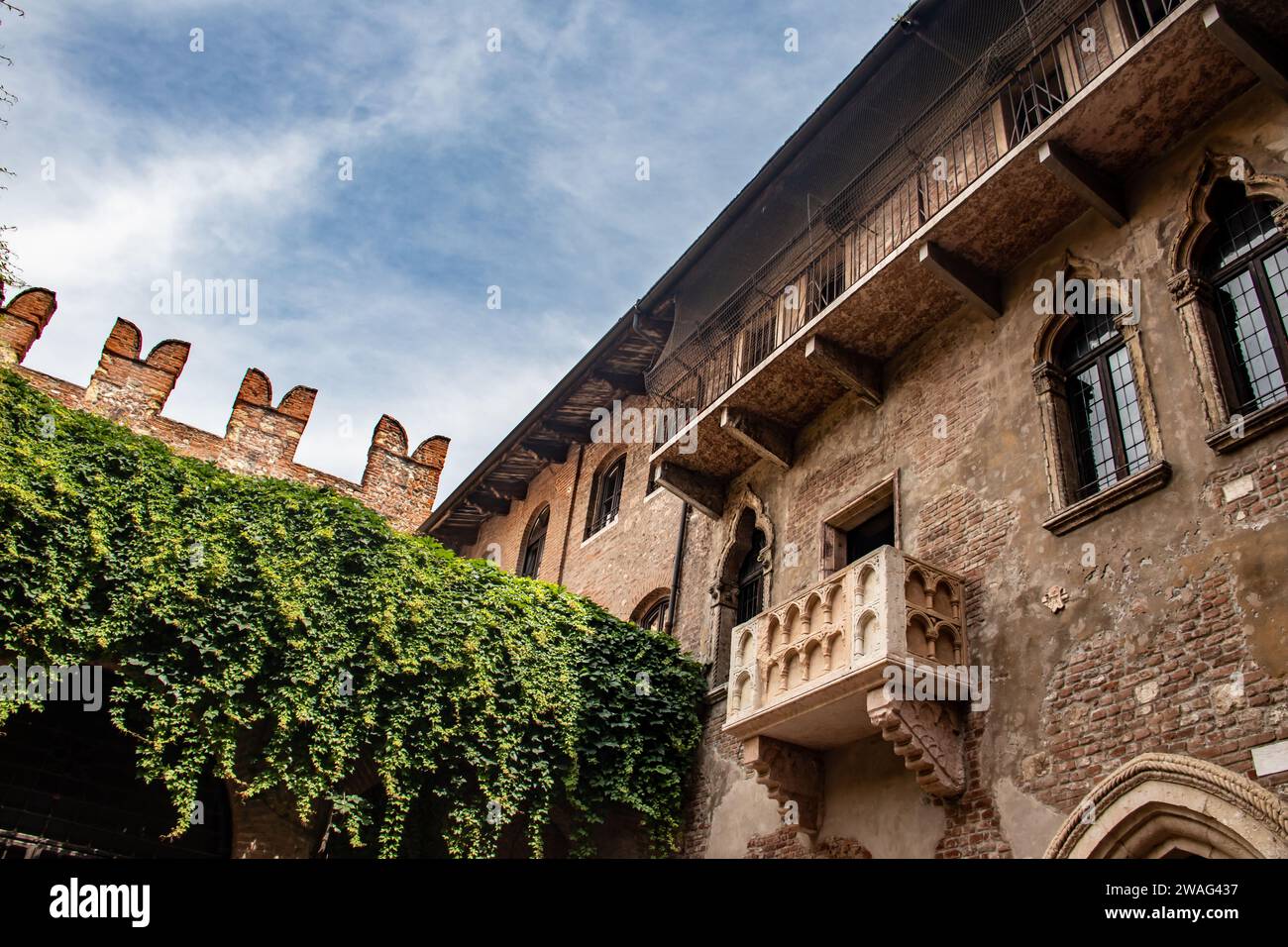 Famoso balcone di Romeo e Giulietta a Verona, Italia Foto Stock