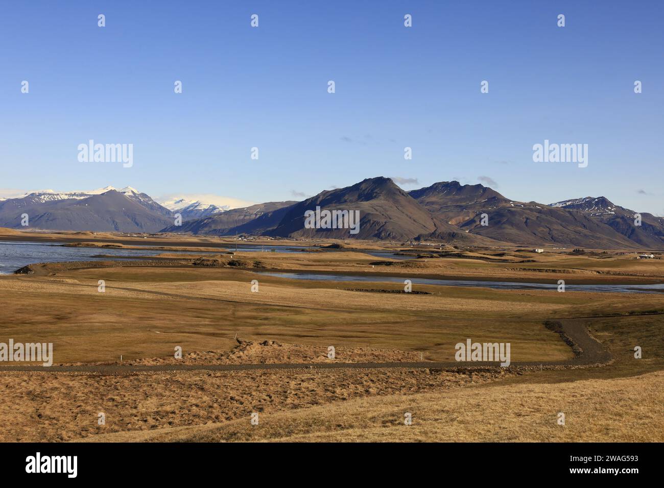 Punto panoramico sulla montagna nella regione dell'Austurland in Islanda Foto Stock
