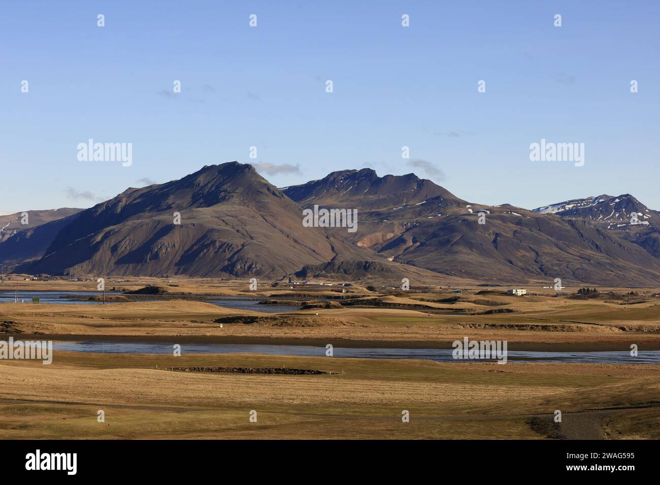 Punto panoramico sulla montagna nella regione dell'Austurland in Islanda Foto Stock