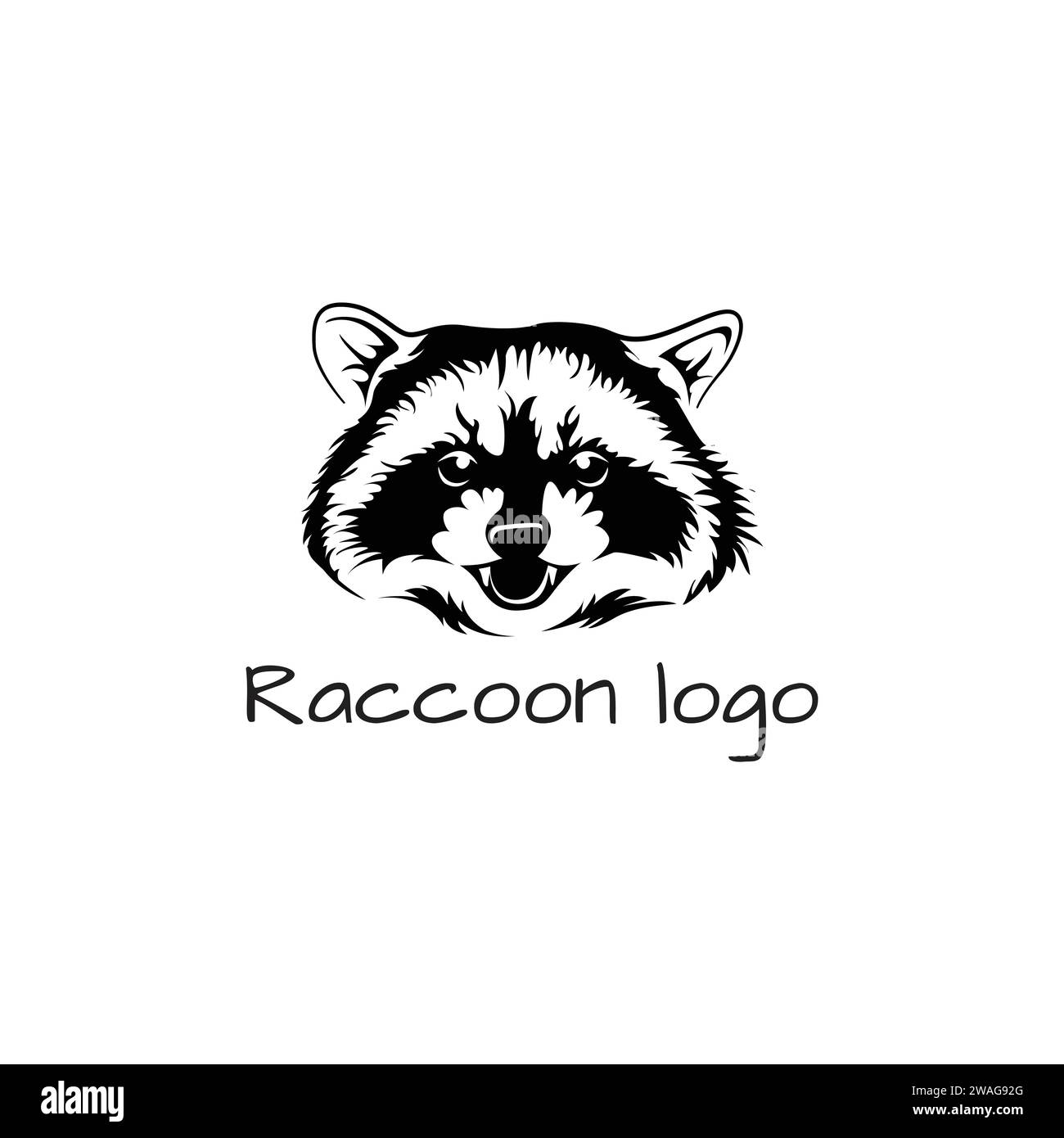 Illustrazione vettoriale in bianco e nero di un procione in stile minimalista. Può essere utilizzato per il logo e la stampa su qualsiasi sfondo Illustrazione Vettoriale