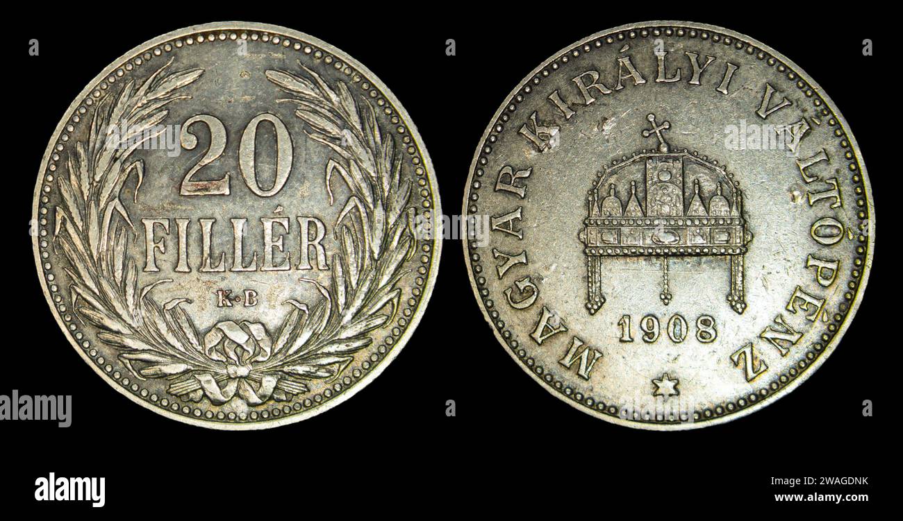 Una visione ravvicinata della moneta da riempimento Austria-Ungheria Foto Stock