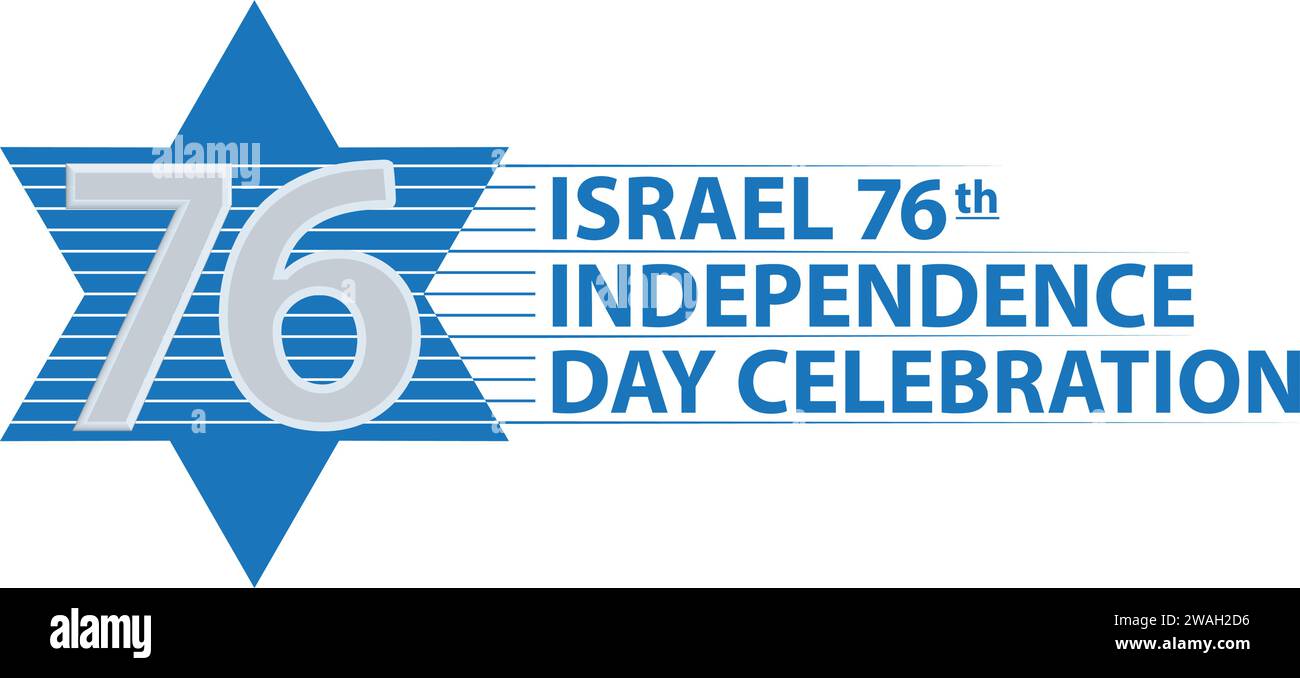 Festa di anniversario del giorno dell'indipendenza d'Israele (Yom Ha'atzmaut) con la Stella di Davide. Illustrazione Vettoriale