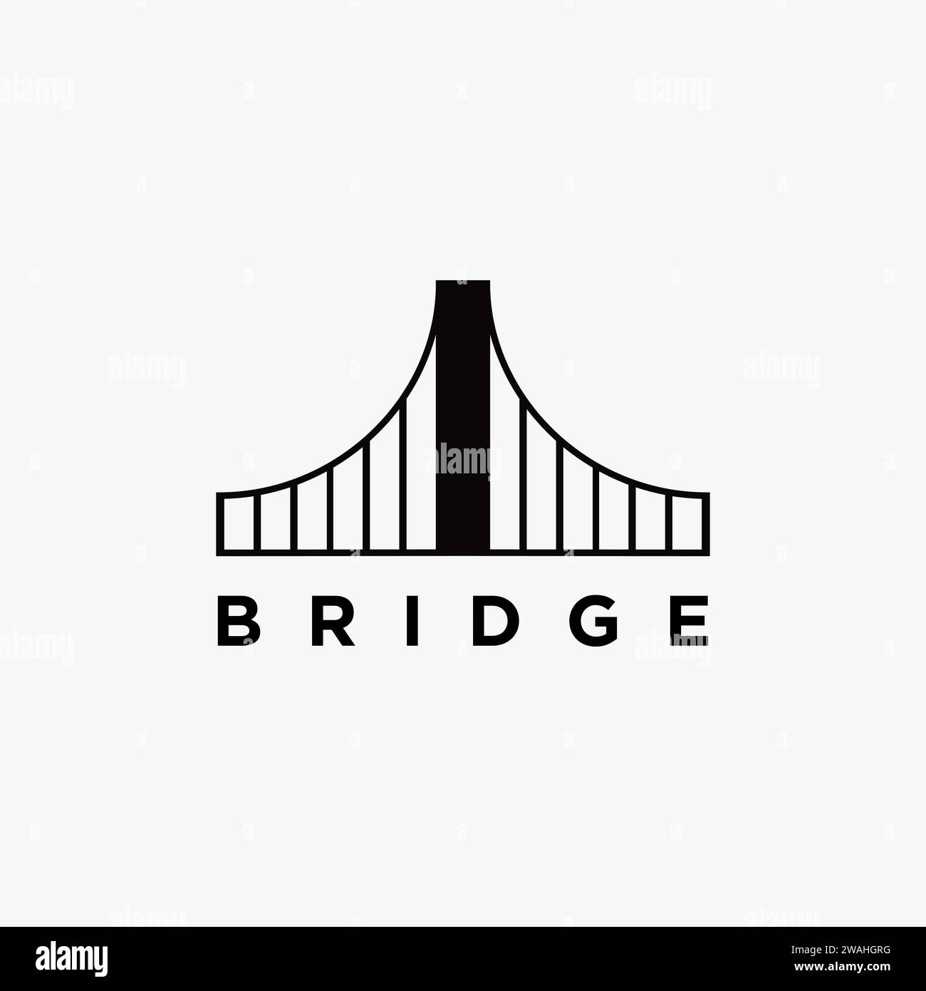 Modello vettoriale icona del logo del ponte astratto minimalista su sfondo bianco Illustrazione Vettoriale