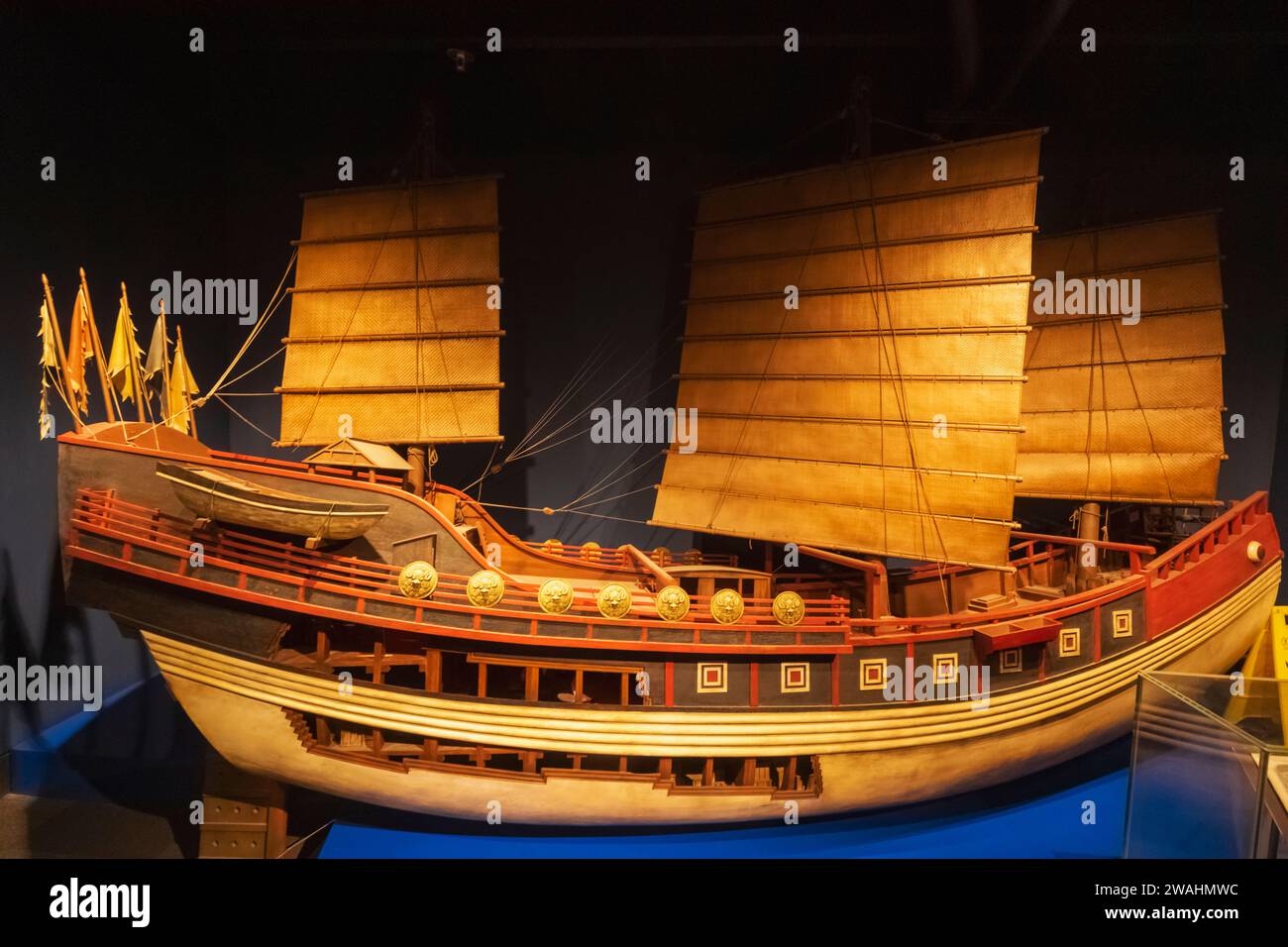 Cina, Hong Kong, Isola di Hong Kong, Museo marittimo, esposizione di modelli storici di navi a vela cinesi Foto Stock