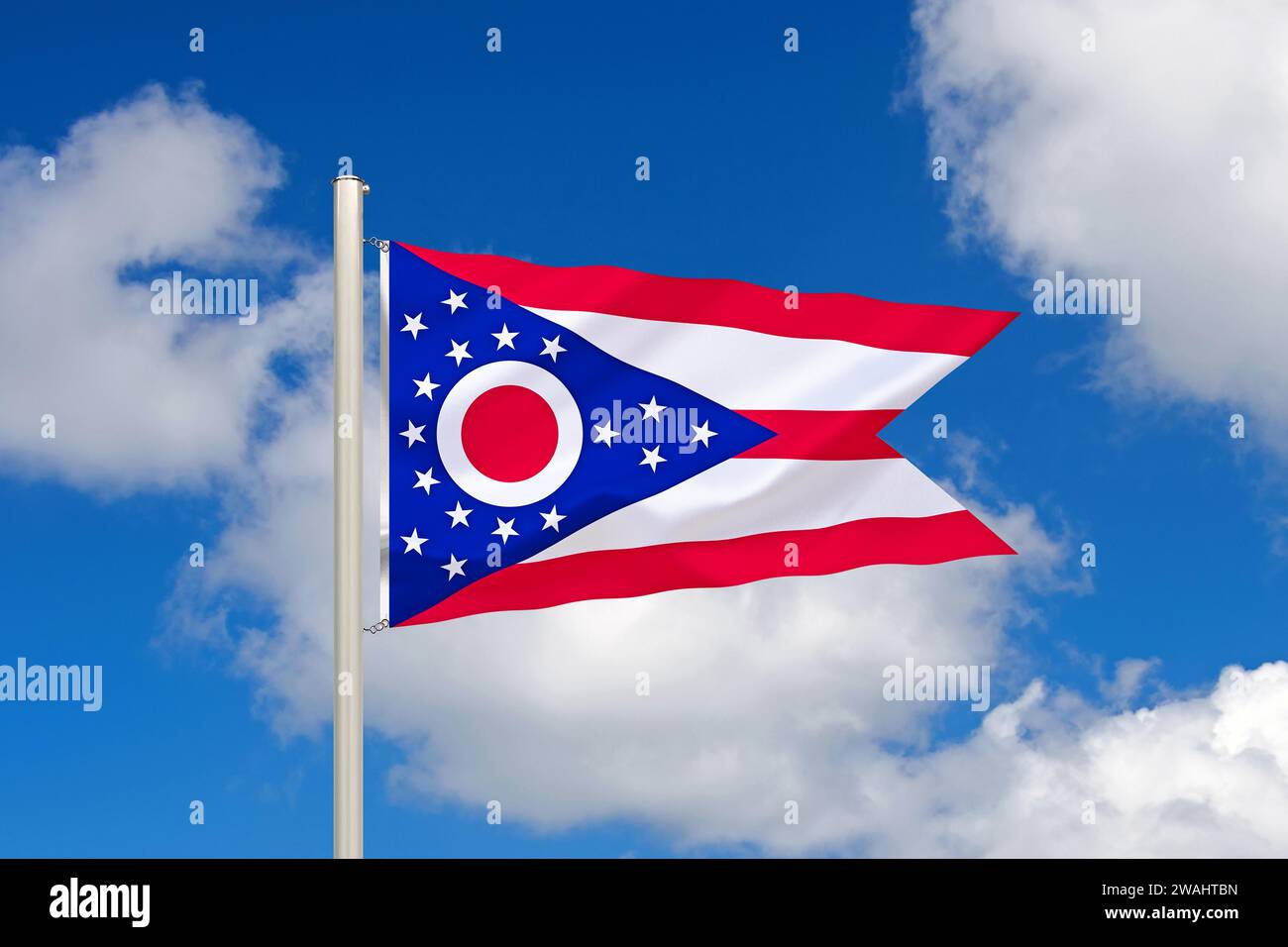 La bandiera dell'Ohio, dello stato, degli Stati Uniti, dello studio, del Nord America Foto Stock
