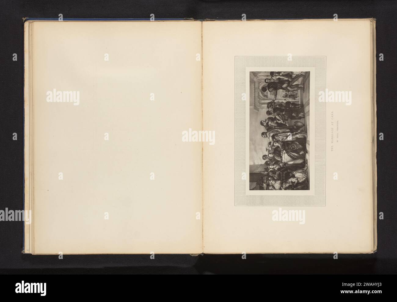 Riproduzione di una stampa dal matrimonio a Kana a Paolo Veronese, Anonimo, dopo Paolo Veronese, c. 1870 - in o prima del 1875 carta stampata fotomeccanica la festa del matrimonio a Cana (Giovanni 2:1-11) Foto Stock