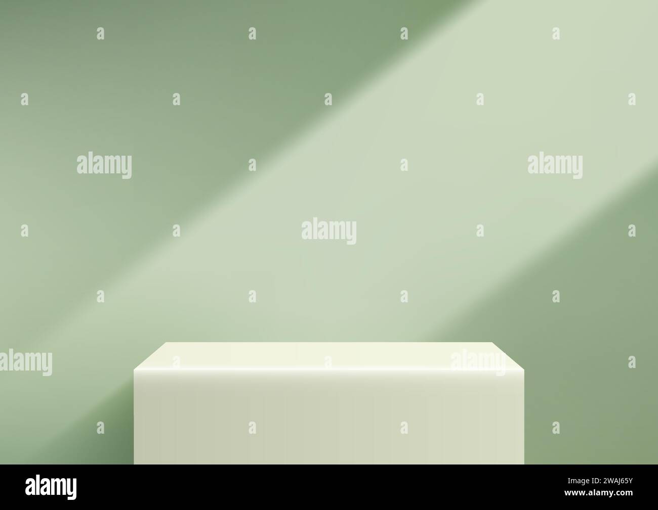 Display del prodotto con questo mockup 3D verde tenue. Perfetto per mostrare cosmetici, gioielli o qualsiasi altro prodotto con uno stile minimalista. Illu. Vettore Illustrazione Vettoriale