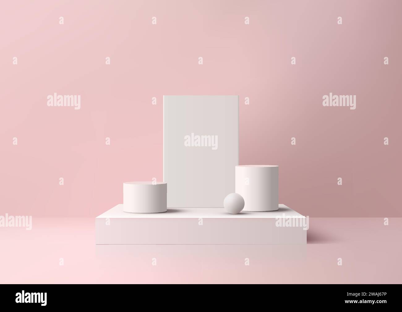Presentazioni dei prodotti con questo mockup minimale su podio 3D con un morbido sfondo rosa da studio. Perfetto per mostrare cosmetici, gioielli e altro ancora. V Illustrazione Vettoriale
