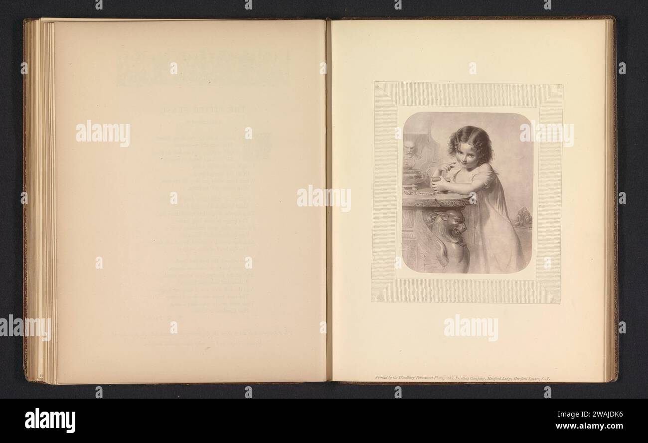 Produzione fotografica da una stampa a un dipinto con una ragazza che vuole leccarsi il dito attraverso Fritz Zuber-Buhler, Anonymous, dopo James PosselWhite, dopo Fritz Zuber-Buhler, c. 1864 - in o prima del 1874 stampa fotomeccanica London paper picture, painting. Bambino (a casa) - AA - ragazza Foto Stock