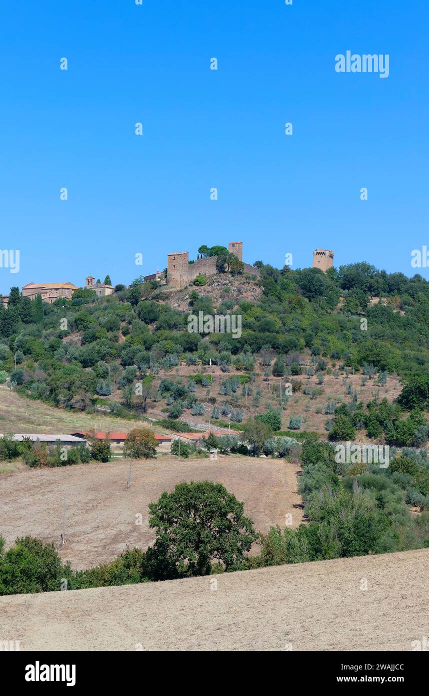 Vista panoramica di Monticchiello Toscana, Italia Foto Stock