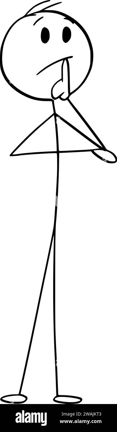 Pensiero di una persona saggia, illustrazione della figura del cartoni animati Vector Illustrazione Vettoriale