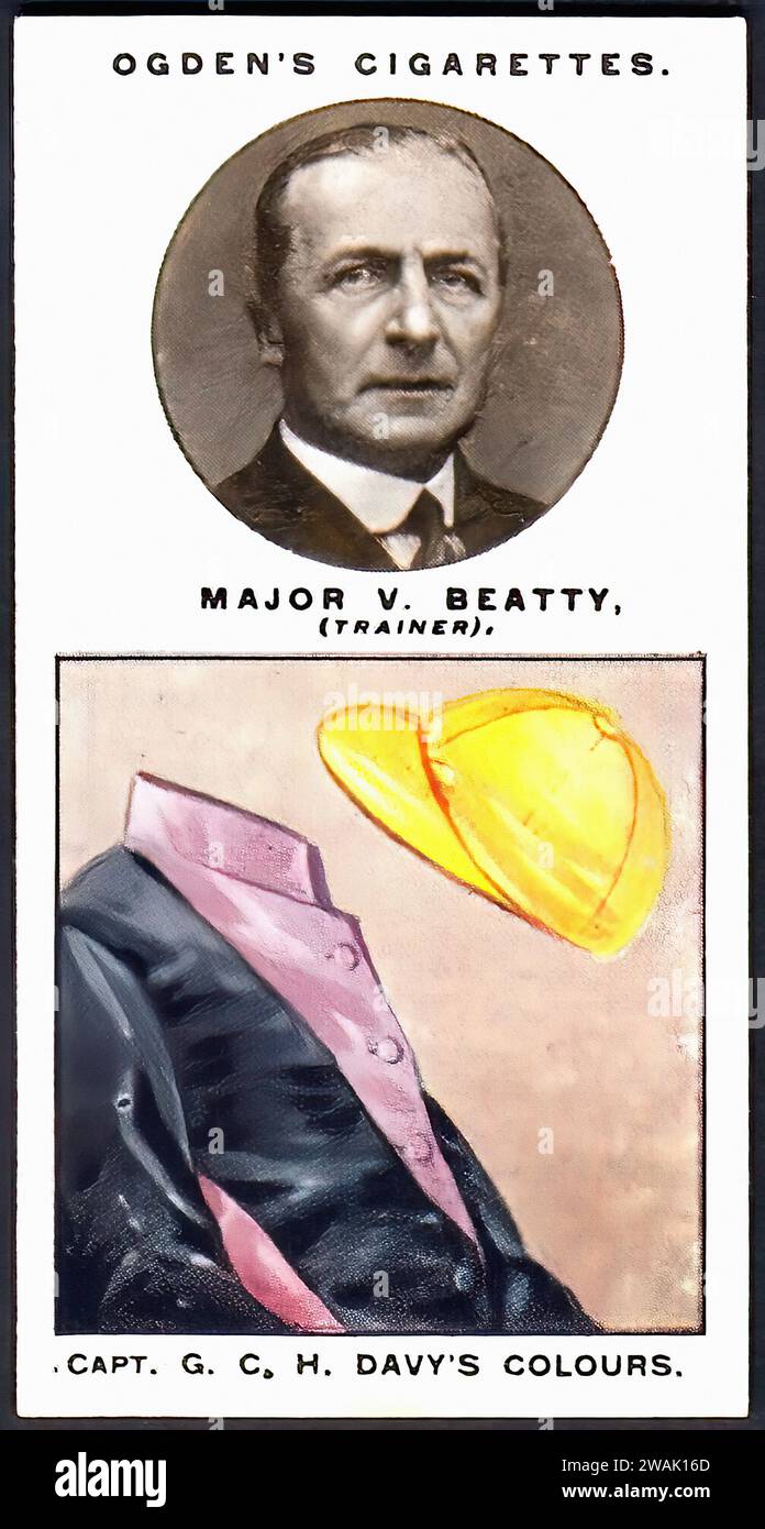 Major V Beatty - illustrazione di carte di sigaretta d'epoca, corse ippiche Foto Stock