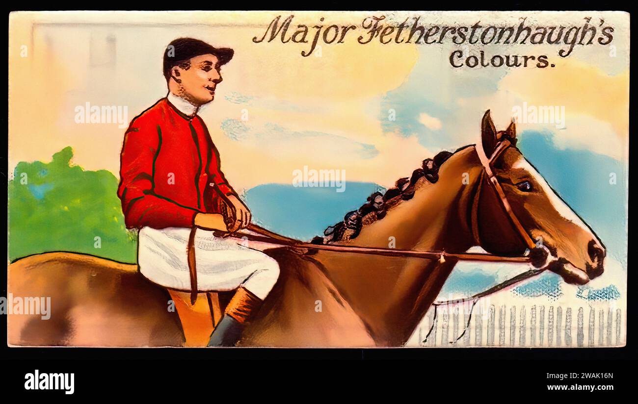 Major Fetherstonhaugh's Colours - illustrazione di carte di sigaretta d'epoca, corse ippiche Foto Stock