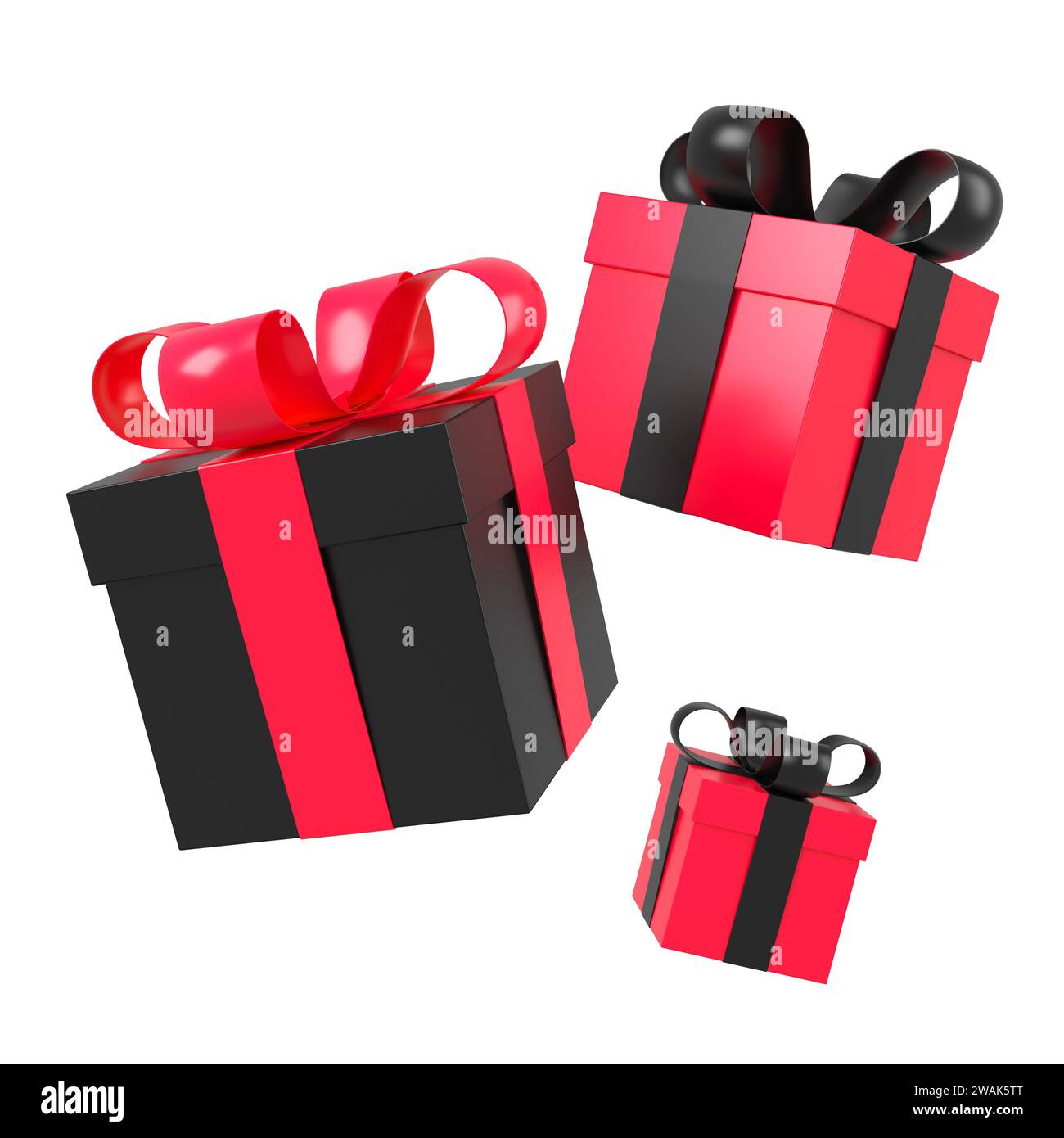 Fiocco per pacchi regalo magenta con nastro dorato Stock Photo