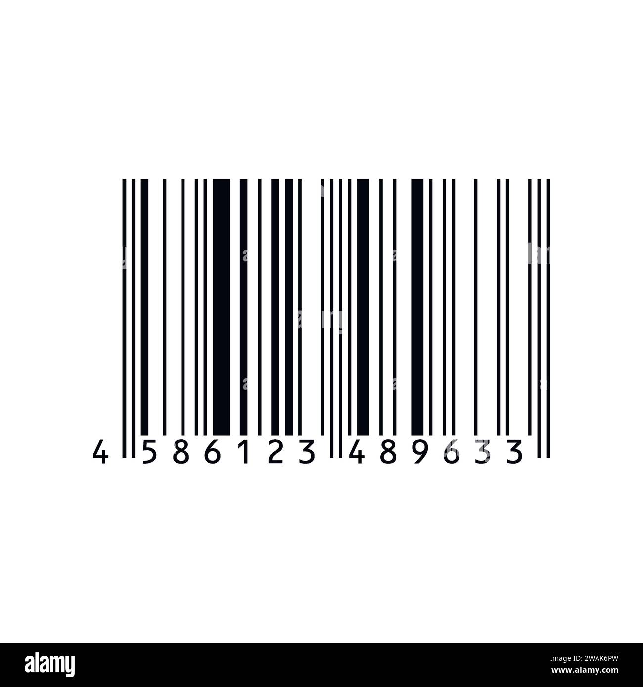 Icona del codice a barre isolata su sfondo bianco. Codice a strisce nere per l'identificazione digitale. Informazioni sui codici vettoriali, memorizzazione dei codici di scansione. Codifica industriale Illustrazione Vettoriale