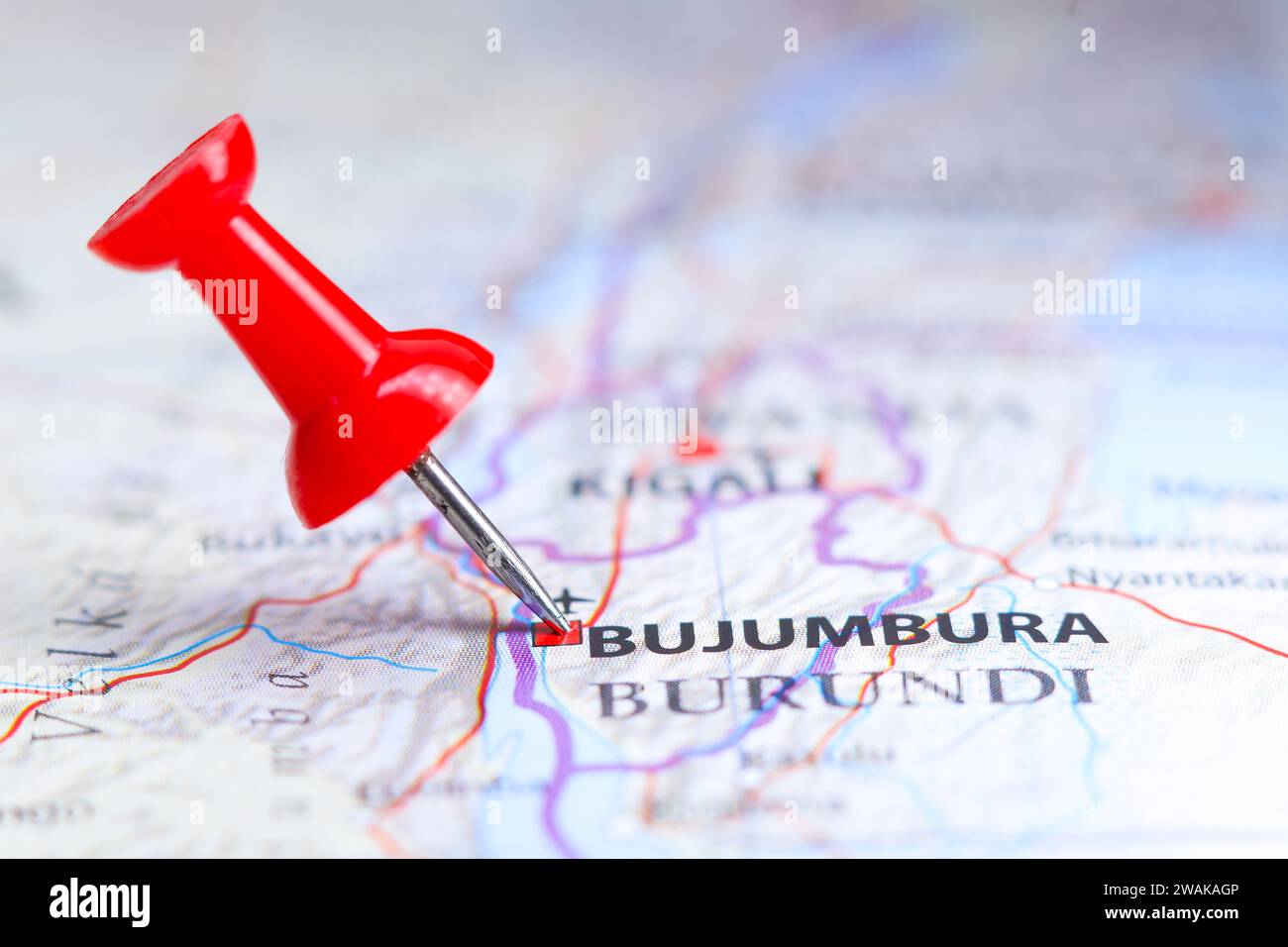 Bujumbura, Burundi pin sulla mappa Foto Stock