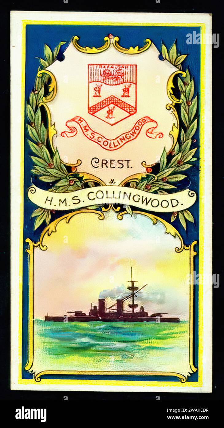 HMS Collingwood - illustrazione della carta di sigaretta d'epoca Foto Stock