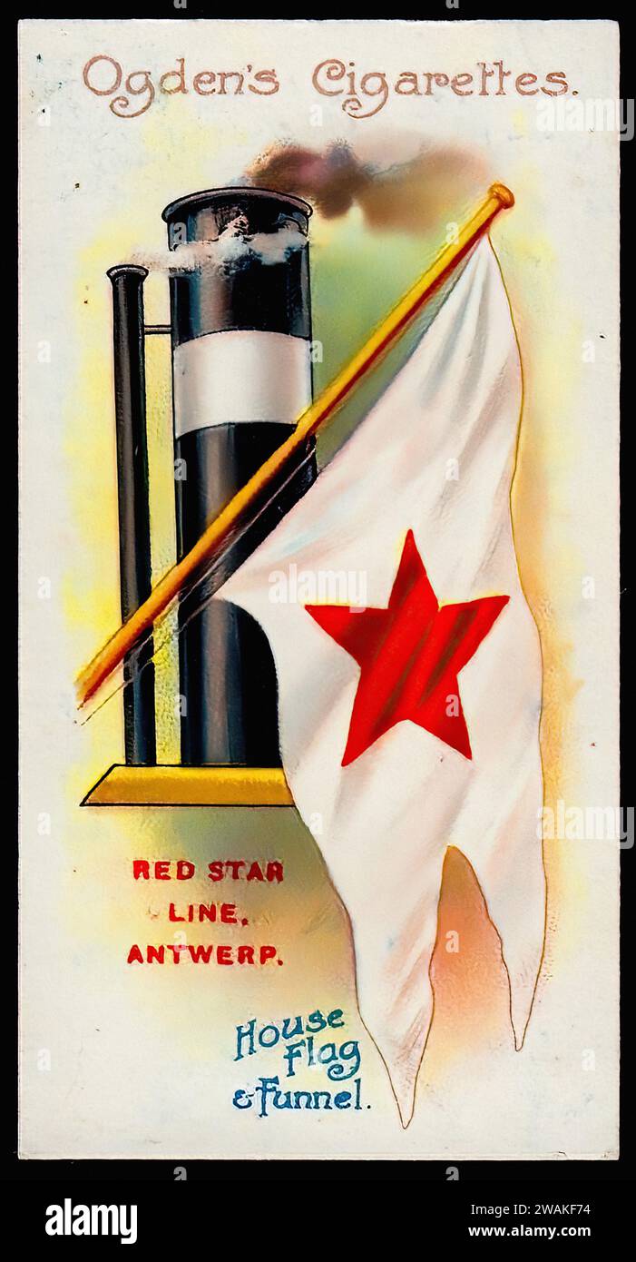 Red Star Line - illustrazione della carta di sigaretta d'epoca Foto Stock