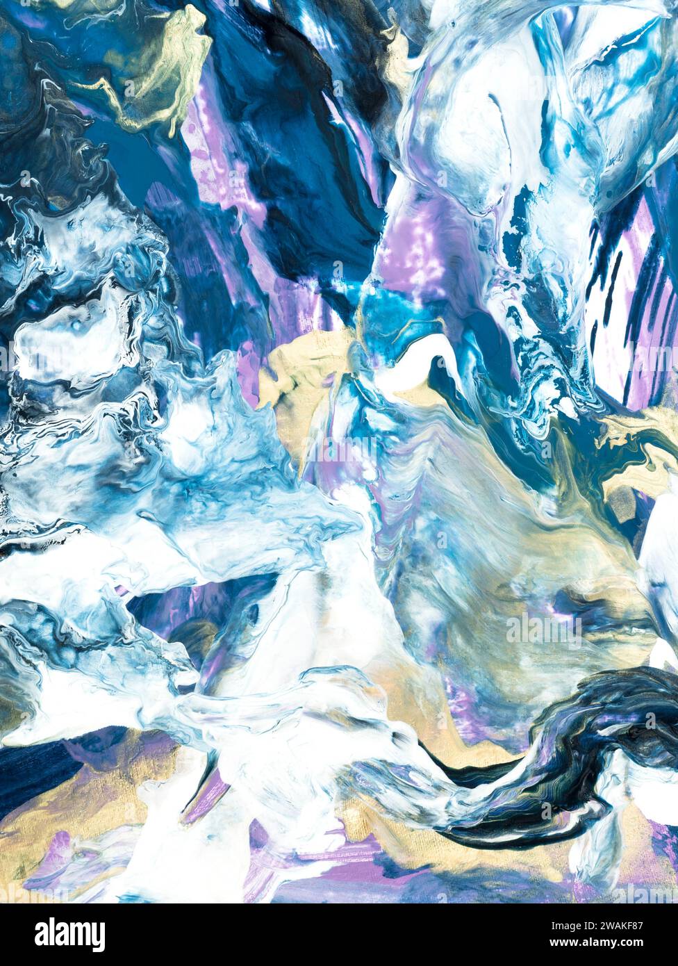 Pittura astratta, sfondo dipinto a mano creativo d'arte, texture a pennello, oceano astratto, pittura acrilica su tela. Arte contemporanea. Foto Stock