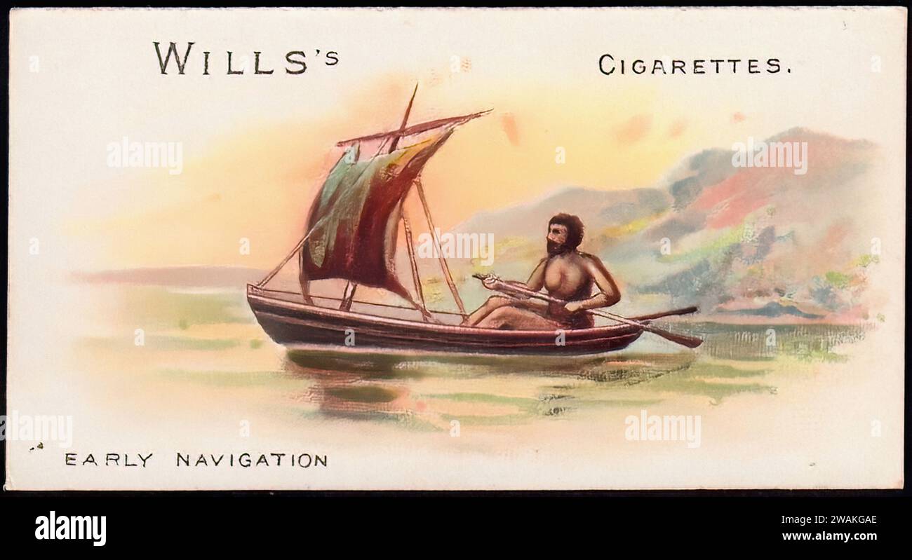Navigazione precoce - illustrazione della scheda di sigaretta d'epoca Foto Stock