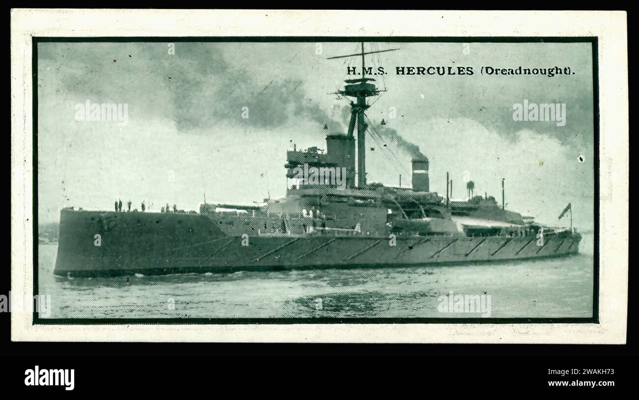 HMS Hercules - illustrazione della carta di sigaretta d'epoca Foto Stock