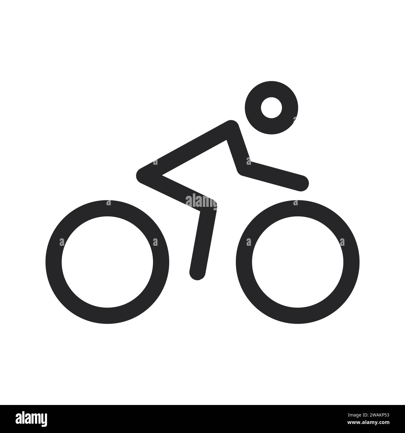 Linea icona ciclista, modello logo Bicycle e Human silhouette Concept isolato su sfondo bianco. Illustrazione vettoriale Illustrazione Vettoriale