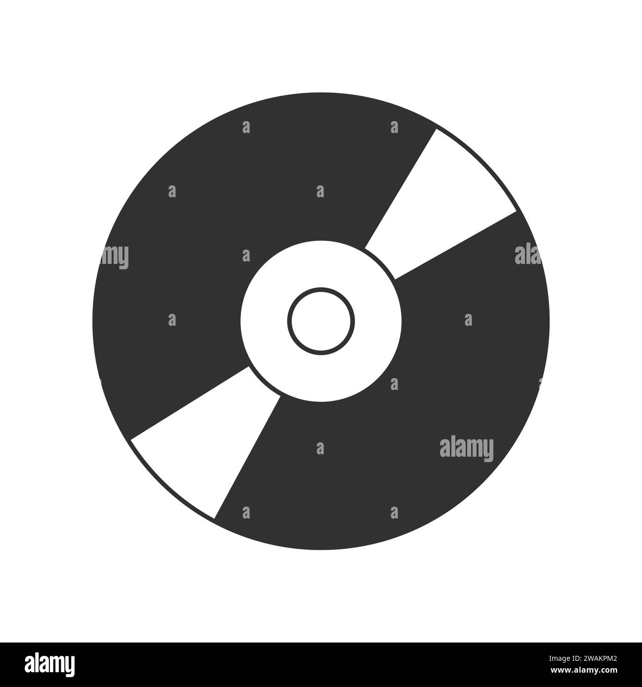 Icona CD o DVD isolata su sfondo bianco. Memorizzazione dati su dischi ottici digitali Compact Disc. Illustrazione vettoriale Illustrazione Vettoriale