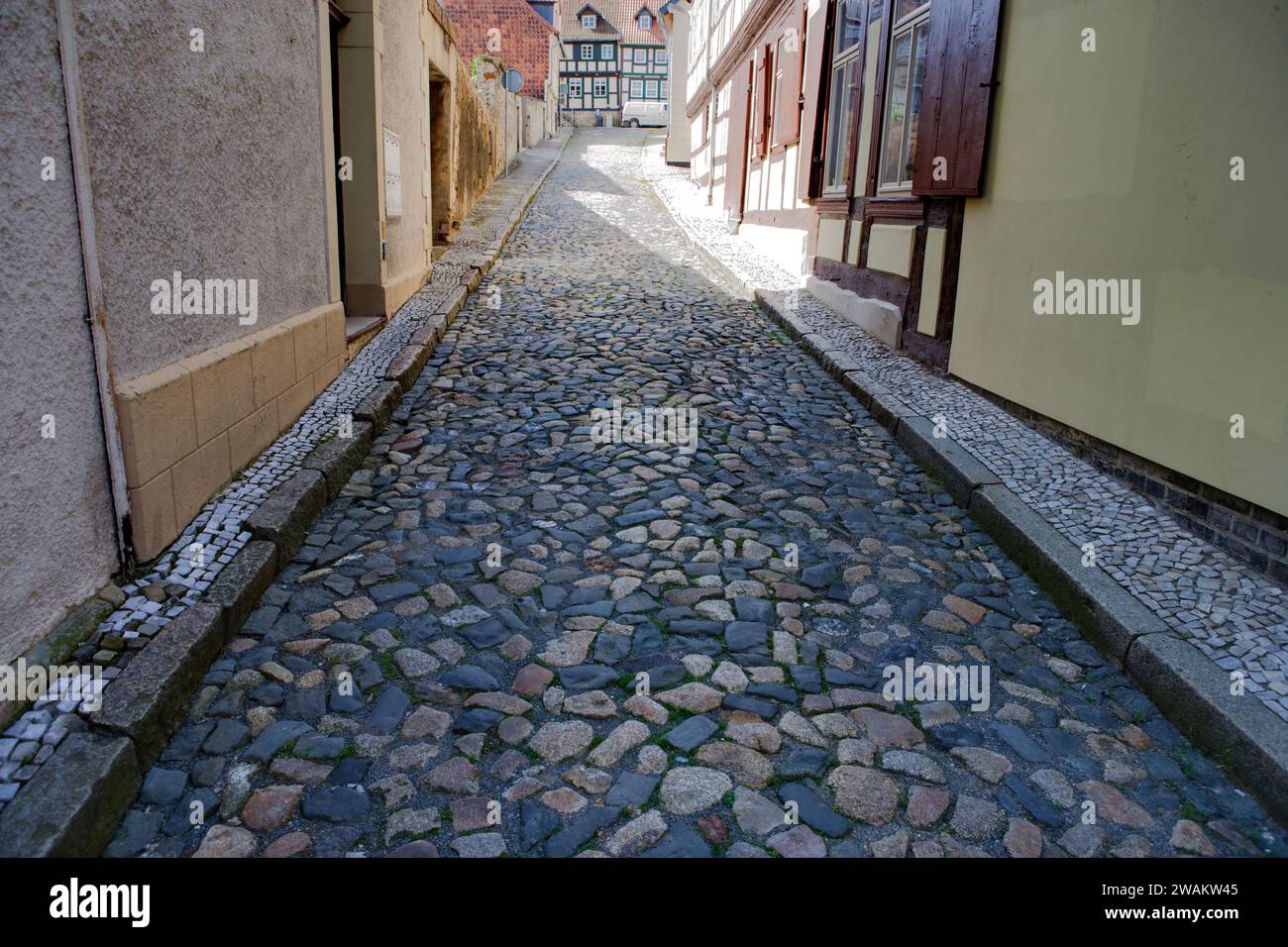 Una strada asfaltata, Blankenburg, Harz, Sassonia-Anhalt, Germania, Europa Foto Stock