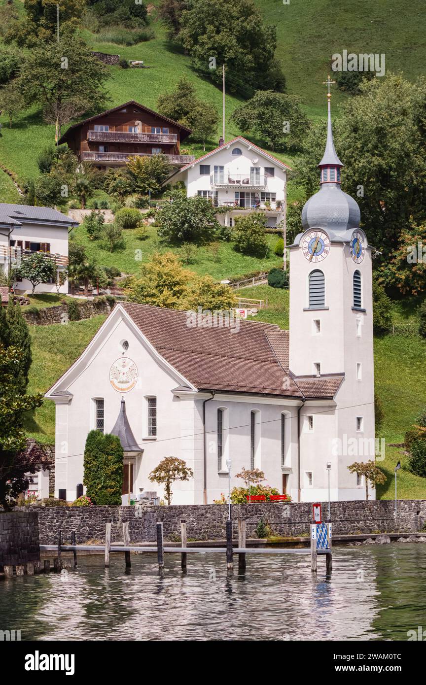 Römisch-katholische Kirche St.Idda (Bauen, Svizzera) Foto Stock