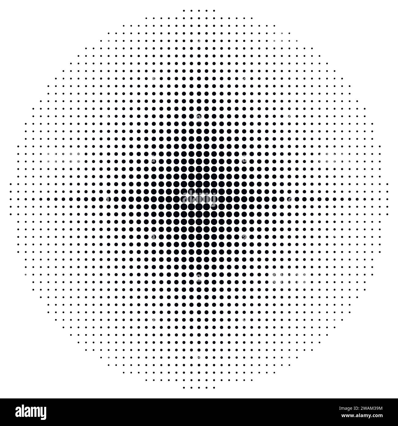 Punti elemento mezzitoni, motivo di mezzitoni circolare isolato su sfondo bianco. Macchie, sfumatura del cerchio di sfondo dei mezzitoni astratti. Illustrati vettoriali Illustrazione Vettoriale