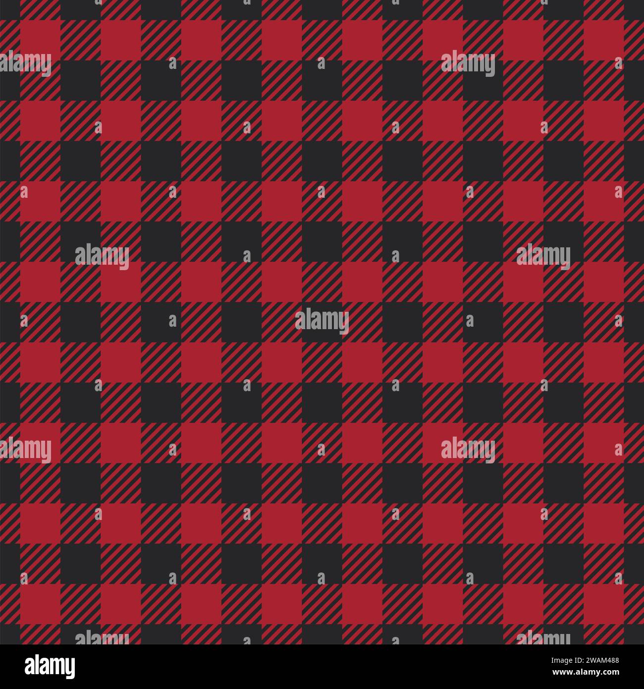 Flanella con motivo a quadri Lumberjack senza cuciture, sfondo a scacchi alternato rosso scuro e nero. Gabbia scozzese. Illustrazione vettoriale Illustrazione Vettoriale