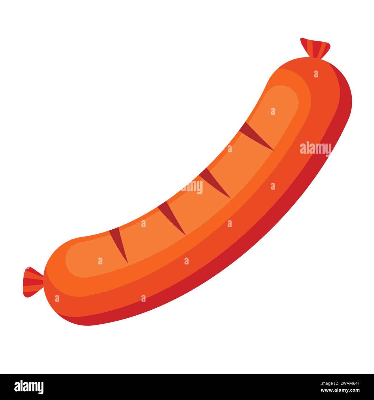 Icona della salsiccia grigliata isolata su sfondo bianco. Vettore di cibo a base di carne Illustrazione Vettoriale