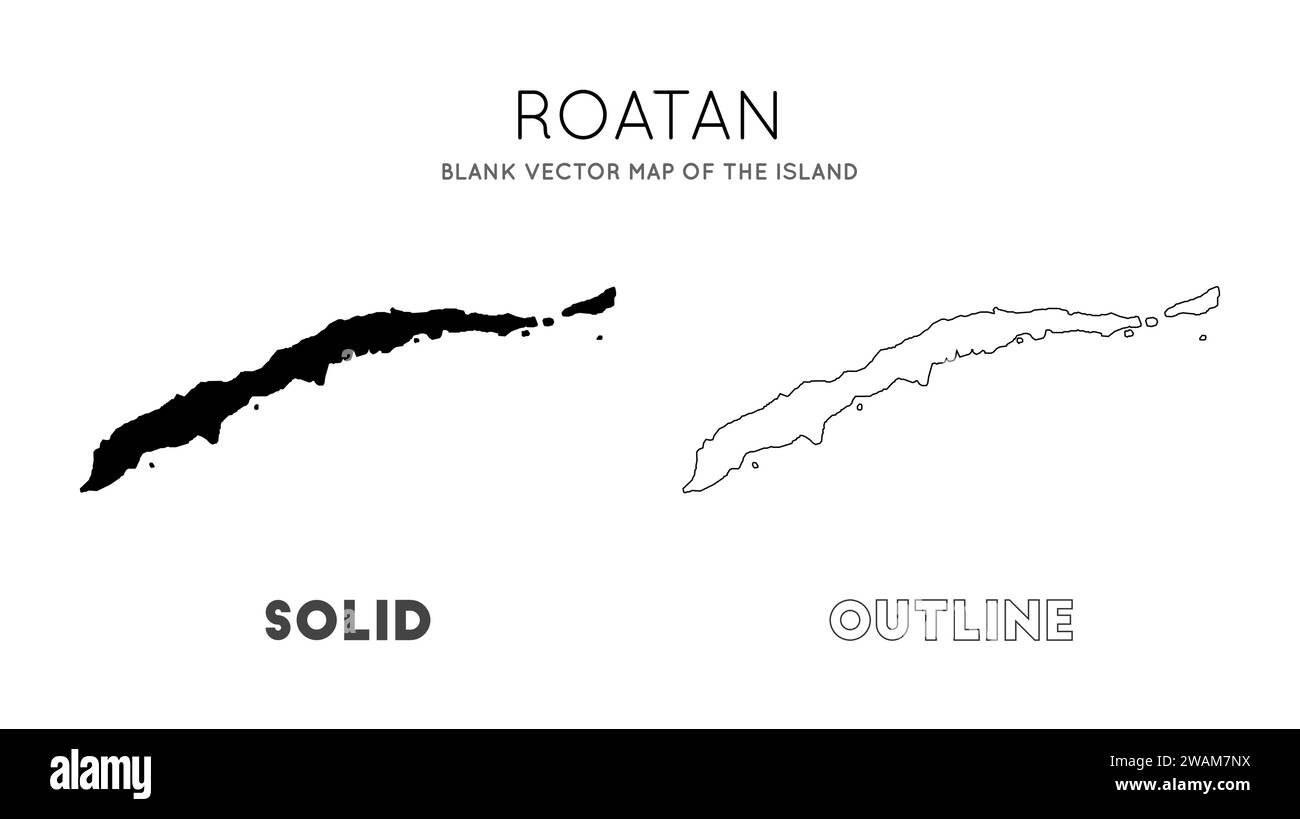 Mappa di Roatan. Mappa vettoriale vuota dell'isola. Borders of Roatan per l'infografica. Illustrazione vettoriale. Illustrazione Vettoriale
