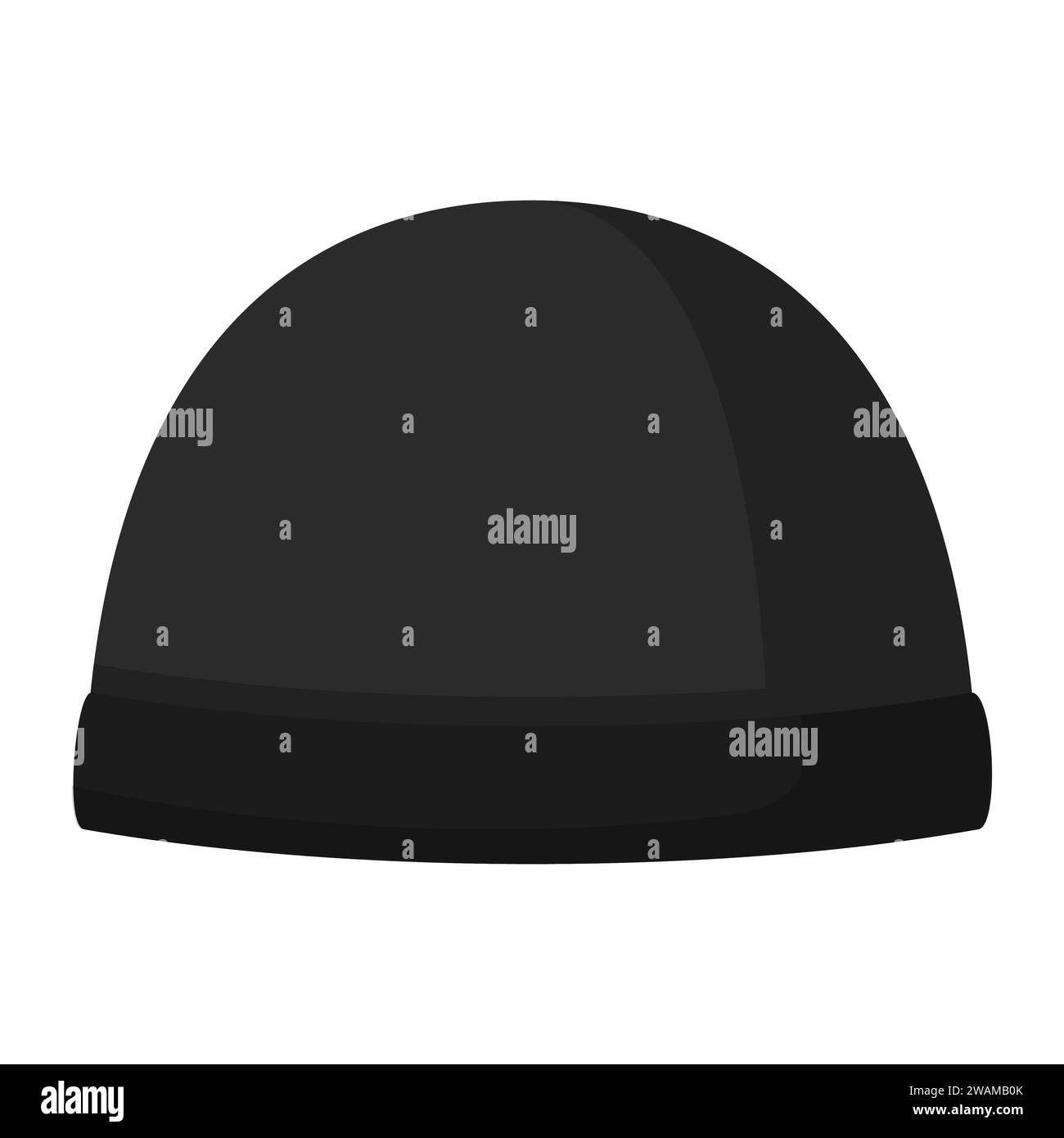 Icona cappello invernale isolata su sfondo bianco. Copricapo in maglia e berretto per basse temperature. Abbigliamento per esterni. Illustrazione vettoriale. Illustrazione Vettoriale