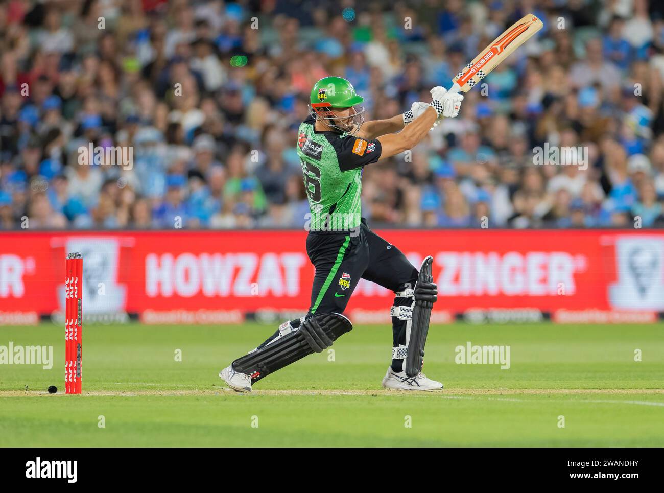 Adelaide, Australia. 31 dicembre 2023. Marcus Stoinis è in azione durante il Men's Big Bash League match tra Adelaide Strikers e Melbourne Stars at t Foto Stock