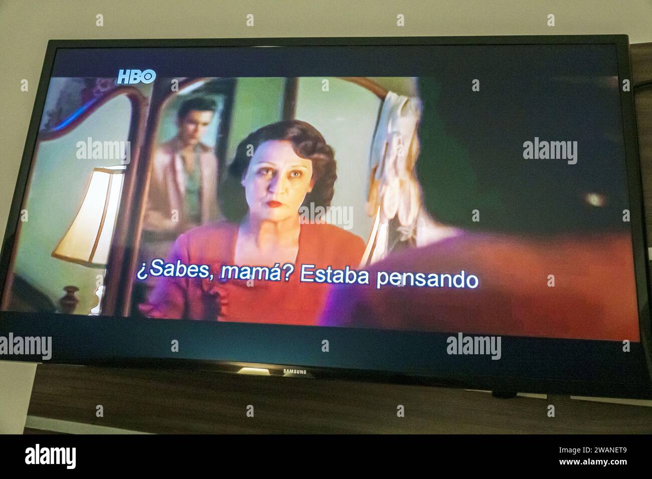 Merida Mexico, centro storico, schermo tv via cavo, film di Elvis Presley, messicano Hispan Foto Stock