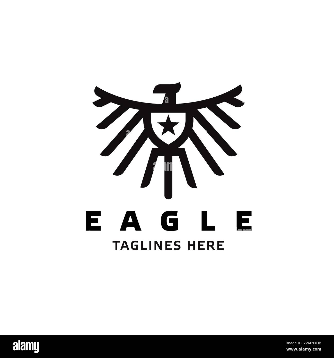 Illustrazione del concetto del logo Eagle Star. Logo vettoriale stella e aquila. Logo astratto Star and Aquila Illustrazione Vettoriale
