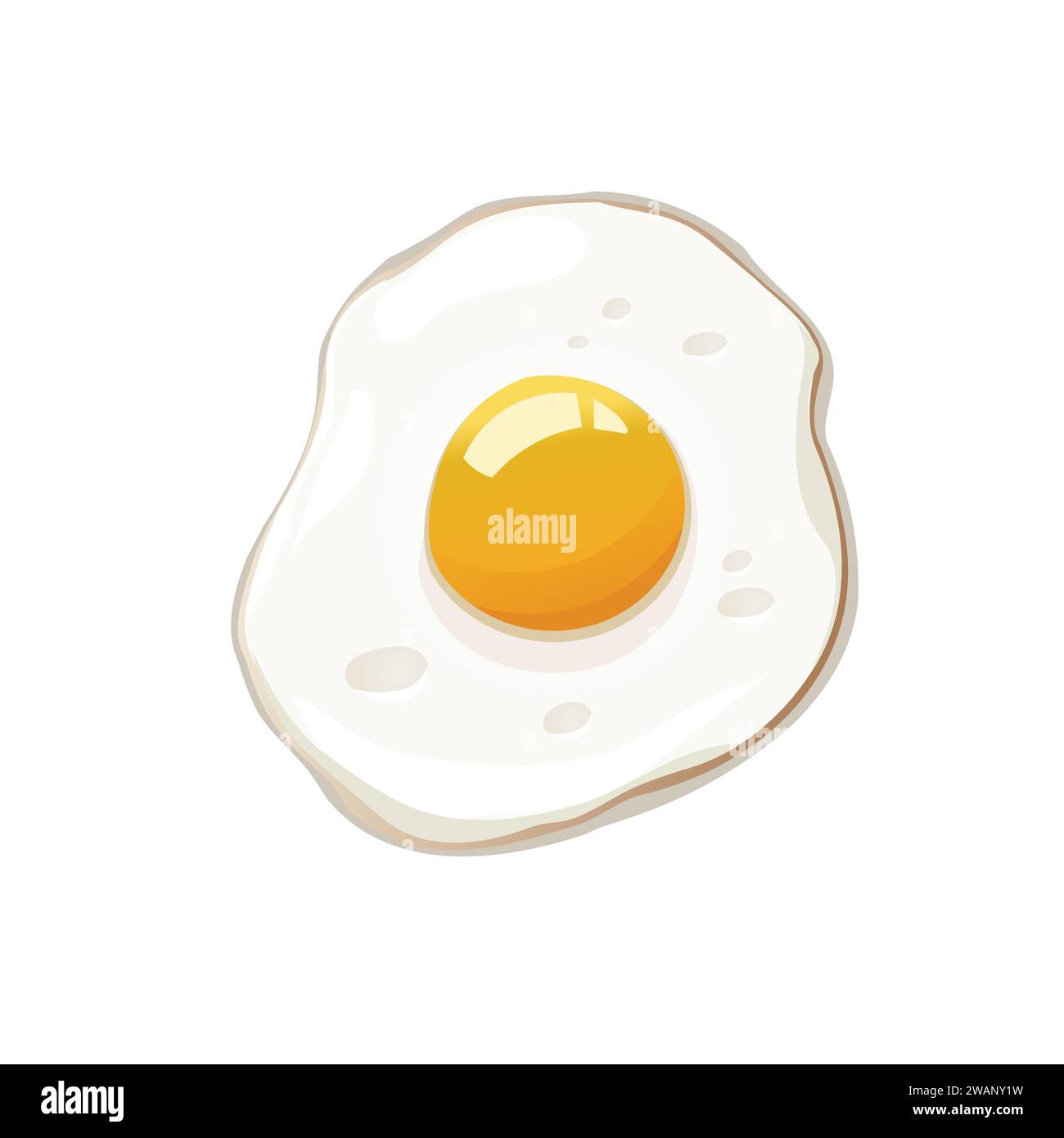 Uovo fritto su sfondo bianco, illustrazione vettoriale in stile piatto Illustrazione Vettoriale