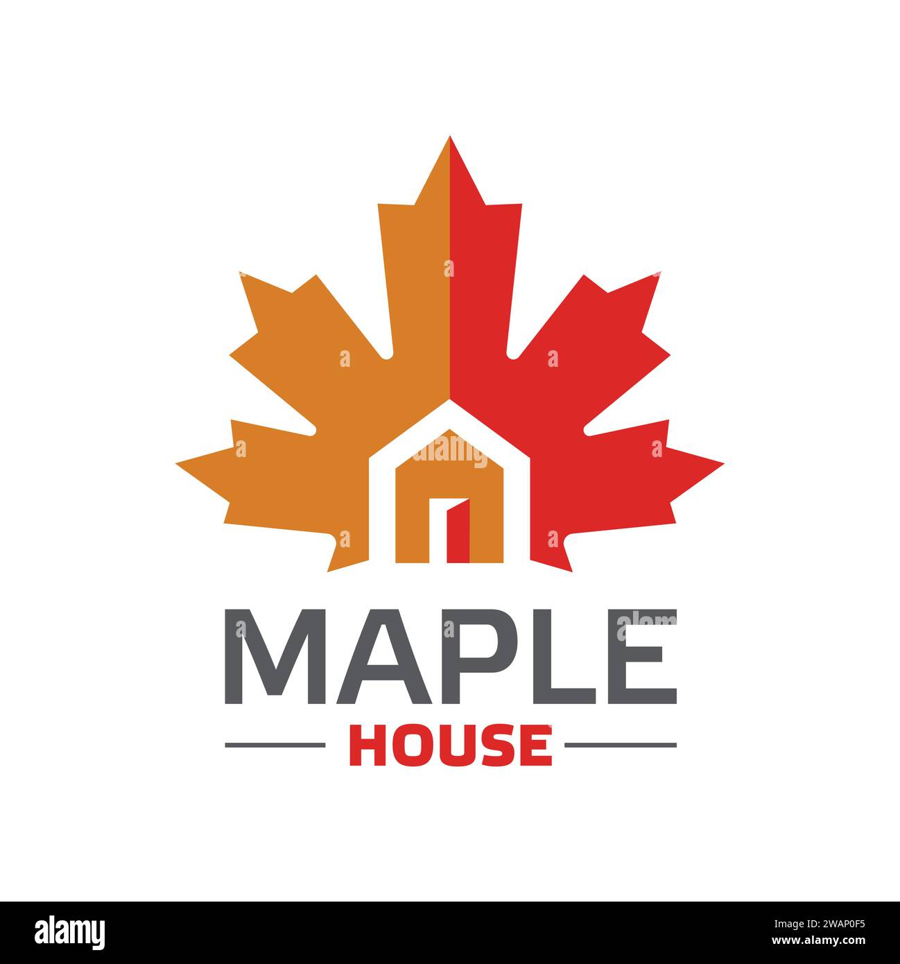 Vettore logo maple House, vettore di design icona logo proprietà immobiliare canadese Illustrazione Vettoriale