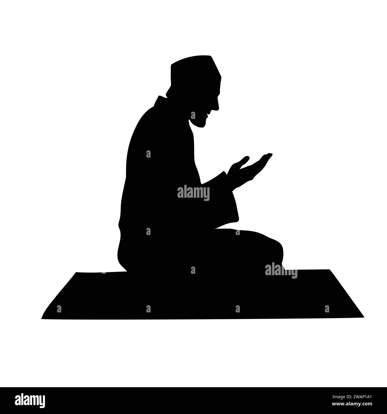 Silhouette di uomo musulmano che prega illustrazione vettoriale Illustrazione Vettoriale